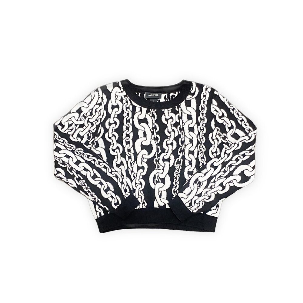 S - MONKL White Chains Graphic Sweater